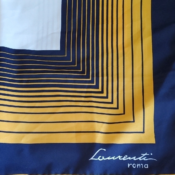 Laurenti Blue and Gold Geometric Wrap Scarf - Picture 7 of 8